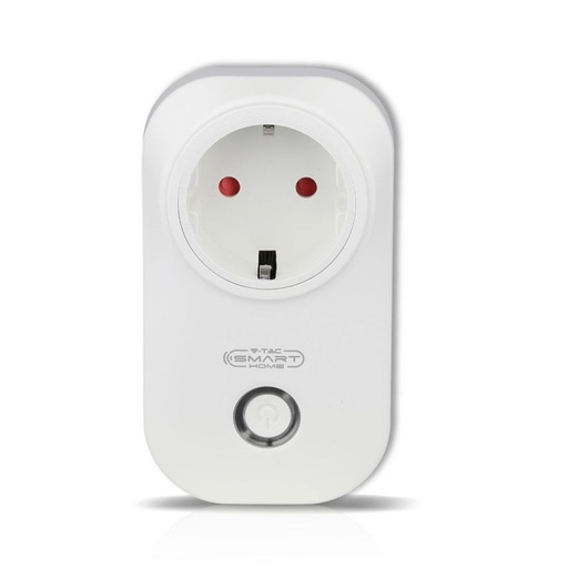 [8415] V-TAC Presa con Spina a Schuko WiFi 10A 2P + Schuko con Interruttore Compatibile con Google Home e Amazon Alexa Tramite App V-Tac Smart