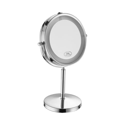 [6629] V-TAC Specchio LED Rotondo 3W Double face Rotabile a 360° da Tavolo (ingranditore 3x) D:170mm 6400K IP44