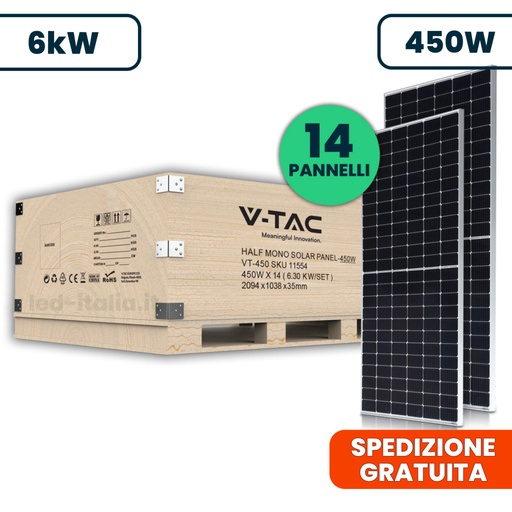 V-TAC Pannello Solare Fotovoltaico Monocristallino Modulo 450W 2094*1038*35mm