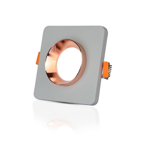 [3118] V-TAC Portafaretto LED da Incasso GU10 Corpo in Gesso Quadrato Colore Grigio con Finitura Oro Rosa