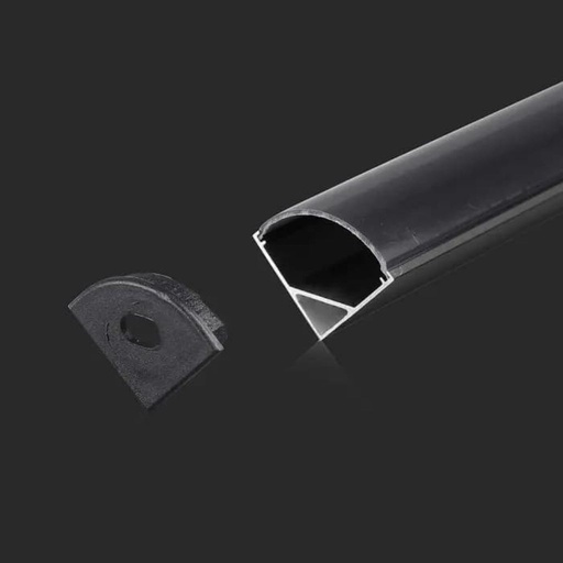 V-TAC Profilo in Alluminio Angolari Colore Nero per Strip LED 2000x15.8x15.8mm