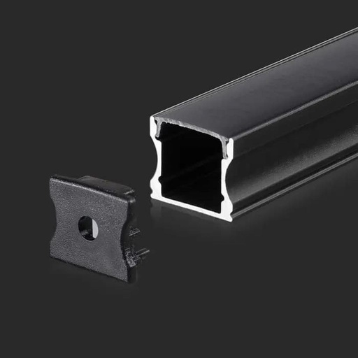 V-TAC Profilo in Alluminio Colore Nero per Strip LED 2000 x 17,2 x 14,4mm