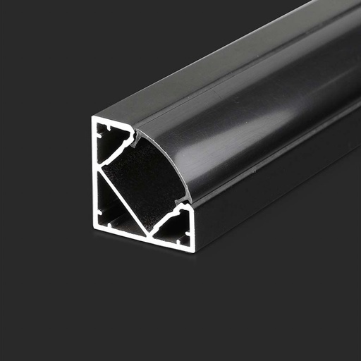 V-TAC Profilo in Alluminio Angolare Colore Nero per Strip LED 2000 x 19 x 19mm
