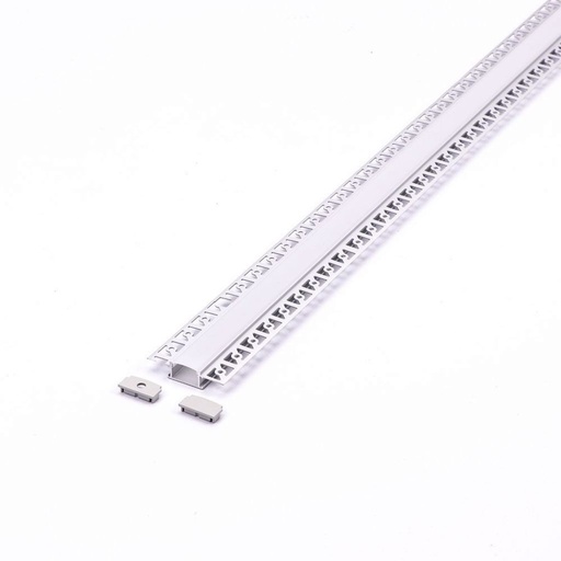 [3359] V-TAC Profilo in Alluminio Colore Silver per Doppia Strip LED ad Incasso per Cartongesso (Max l: 20,7mm) Copertura Satinata 2000 x 61,5mm