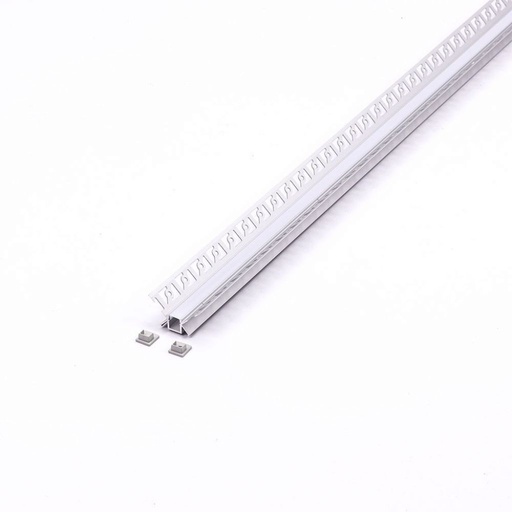 [3362] V-TAC Profilo in Alluminio Colore Silver per Strip LED ad Incasso per Cartongesso Angolare Interno (Max l: 9,5mm) Copertura Satinata 2000 x 45,4mm