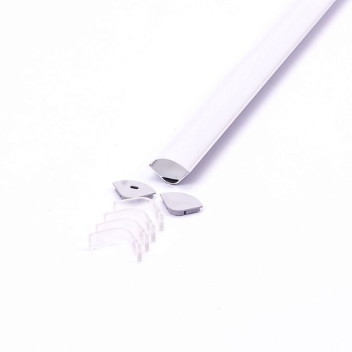 [3363] V-TAC Profilo in Alluminio Angolare Rotondo Colore Silver per Strip LED (Max l: 20mm) Copertura Satinata 2000 x 30mm