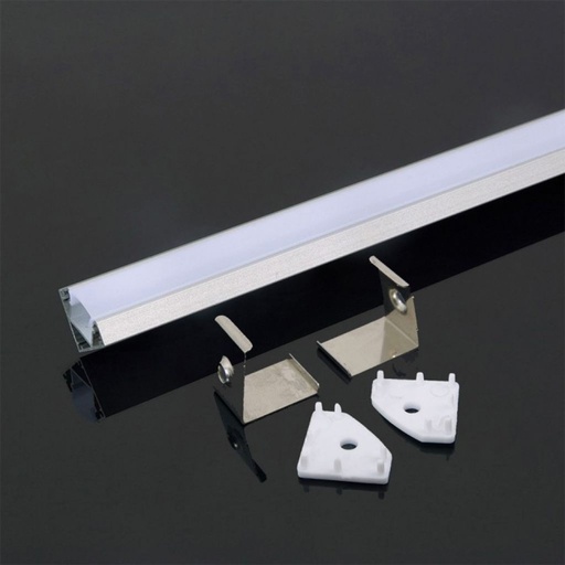 [3364] V-TAC Profilo in Alluminio Angolare Colore Bianco per Strip LED (Max l: 12,1mm) 2000 x 26 x 19mm