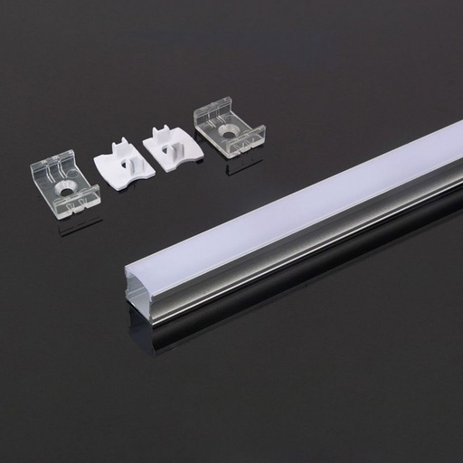 [3366] V-TAC Profilo in Alluminio Colore Bianco per Strip LED (Max l: 12,5mm) 2000 x 17,2 x 14,4mm