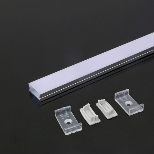 [3367] V-TAC Profilo in Alluminio Colore Bianco per Strip LED (Max l: 21,5mm) 2000 x 23,5 x 9,8mm