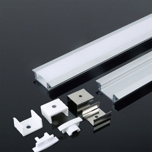 [3368] V-TAC Profilo in Alluminio Colore Bianco per Strip LED a Incasso (Max l: 12,4mm) 2000 x 24,7 x 7mm