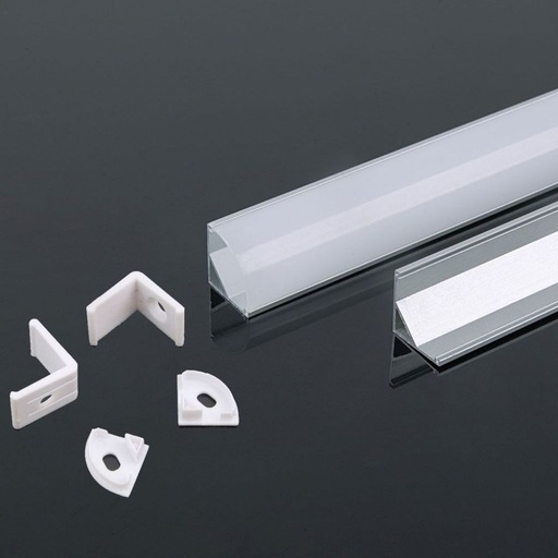 [3369] V-TAC Profilo in Alluminio Angolare Colore Bianco per Strip LED (Max l: 10,5mm) 2000 x 15,8mm
