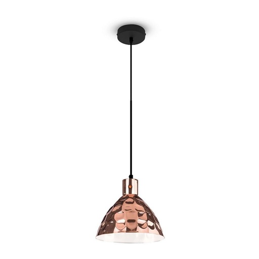 [3710] V-TAC Lampadario LED a Cono in Metallo con Portalampada E27 (Max 60W) Colore Oro Rosa a Specchio d: 300mm
