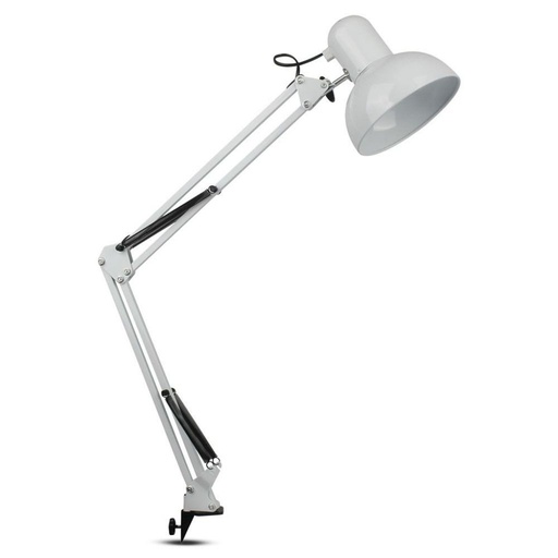 [40371] V-TAC Lampada LED da Tavolo con Attacco E27 con Staffa d'Aggancio e Braccio Regolabile Colore Bianco