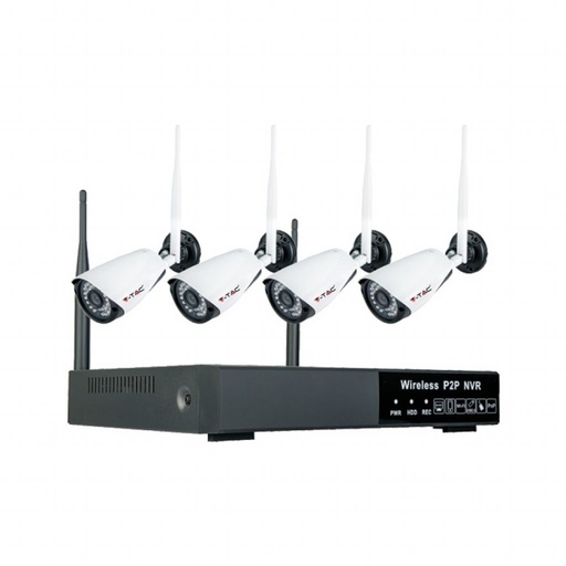 [8400] V-TAC Kit di Videosorveglianza da Esterno WiFi 4 Telecamere P2P Sensore di Movimento Avviso Email e Stazione di Trasmissione (800mt)