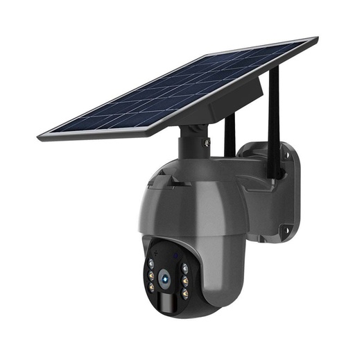 V-TAC Camera di Videosorveglianza con Pannello Solare HD Orientabile PTZ WiFi Visione Notturna e Sensore di Movimento con Microfono e Altoparlante Integrati Colore Nero